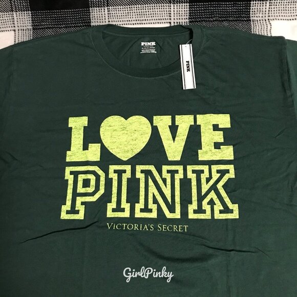 vs PINK campus tee SHIRT SLEEVE IN CORE DEEP FOREST LIMITED EDITION SIZES XS-XXL - Picture 2 of 6